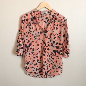 Casual Tan Blouse with Rolled Sleeves and Pocket